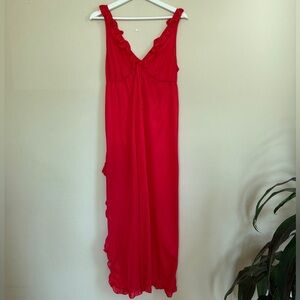 Greta Gehr Vintage Ruffle Maxi Length Nightgown Night Dress Old Hollywood